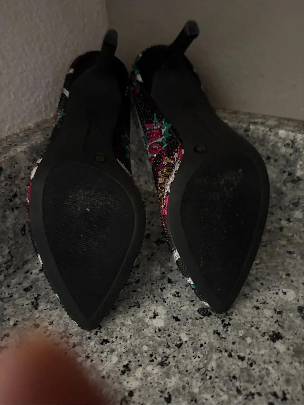 INC International Concepts Black Multicolor Sequin Pointed-Toe Flats